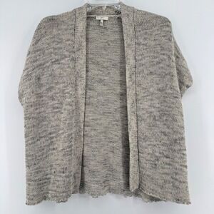 Joie Knit Cardigan Sweater Open Front Short Sleeve Beige Grey Size S Linen Blend